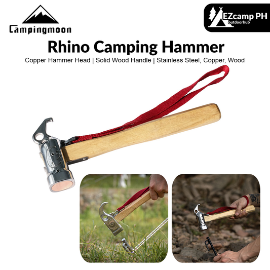 CAMPINGMOON C-5 Rhino Camping Hammer Portable Lightweight Multi-Purpose Stainless Steel Copper Head Solid Wood Handle Tent Peg Stakes Ground Nail