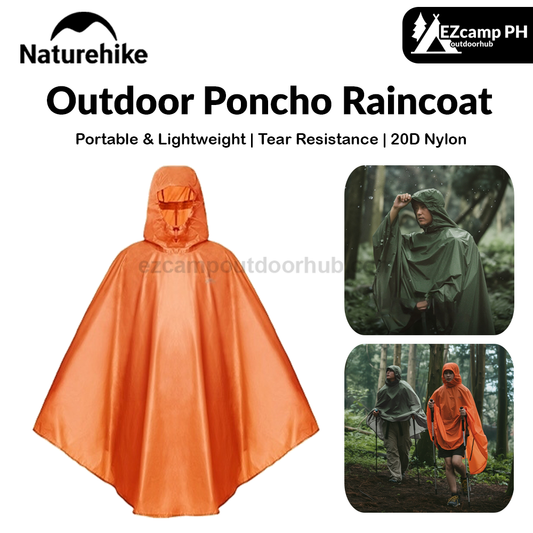 Naturehike Outdoor Poncho Raincoat Portable Lightweight Waterproof PU5000+ 20D Nylon One Piece Storage Tear Resistance Rainwear For Hiking Travel