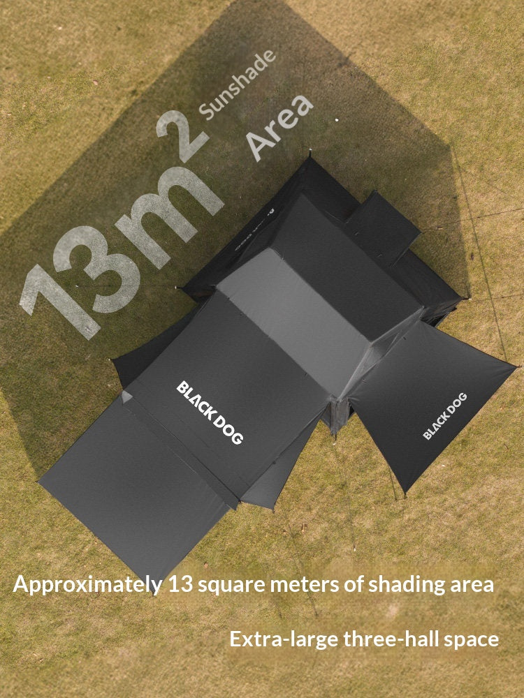 Blackdog MOUNT HAVEN AIR PRO Inflatable Tent Fast Build Cabin Style Shelter 4-5 Persons PVC Air Pole Waterproof Black Vinyl Coated Sunscreen Outdoor