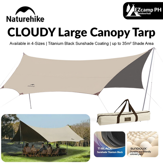 Naturehike CLOUDY Canopy Tarp Tent Awning Sunshade Titanium Vinyl Black Coated Large 35m² Shade Area for up to 18 Person Waterproof Windproof Shelter