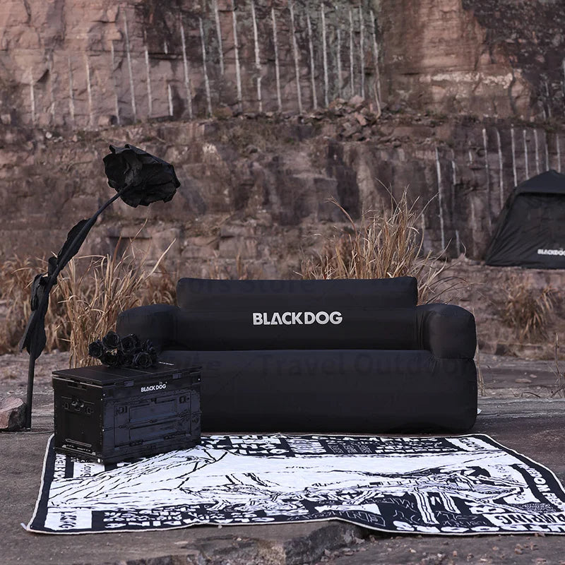 BLACKDOG Automatic Air Inflatable Black Camping Double Portable Sofa Bed 45cm Height up to 300kg Max Load Built-in Electric Air Pump Rechargeable USBC
