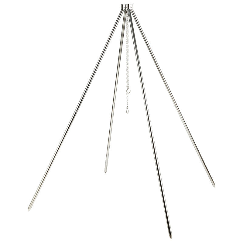Campingmoon MT-130 Stainless Steel Quadpod Large Four-legged Dutch Pot Bracket Hanger Heavy Duty Cooking Tetrapod Hanging Pot Cookware Utensil