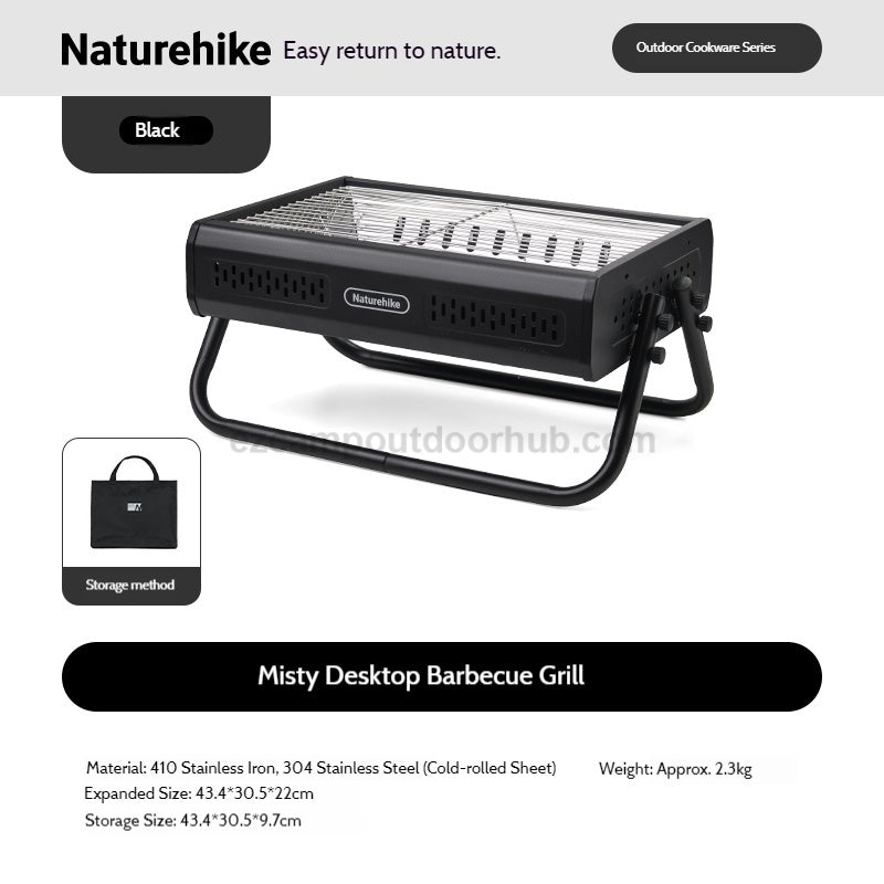 Naturehike MISTY Desktop BBQ Charcoal Grill Portable Foldable Kebab Griller Desktop Tabletop Meat Roaster Split Design Outdoor Cooking Equipment