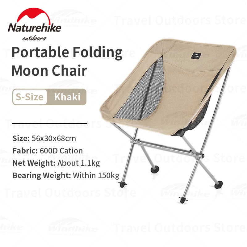 Naturehike YL05 Outdoor Ultralight Folding Chair 1.1kg Aluminum Alloy Support up to 150kg Max Load Beach Moon Chair Camping Travel Hiking Backpacking