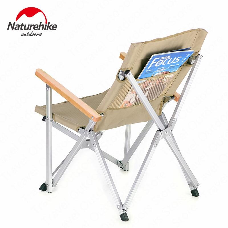 Naturehike Portable Folding Camping Chair With Wood Arm Rest up to 120kg Max Load with Storage Bag Camping Outdoor Director Shangye Seat Chair