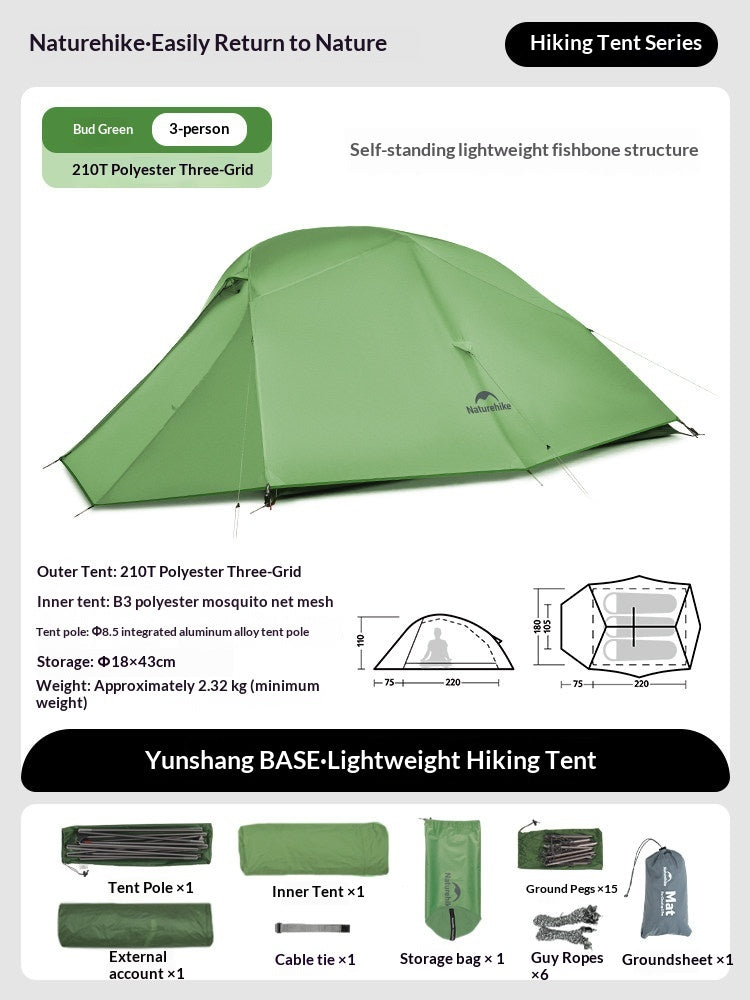 Naturehike Cloud Up Series 1 2 3 Person Portable Ultralight Outdoor Camping Hiking Waterproof 3 Season Camp Tent in 210T 20D Original Upgraded Version