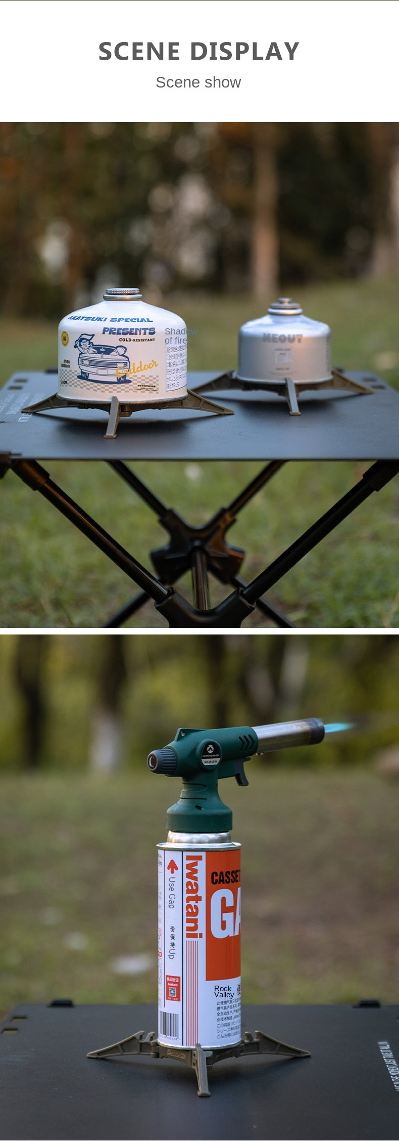 Campingmoon Z41 Butane Canister Mounting Bracket Universal Foldable Tripod Stand 110g 230g 450g Camping Threaded Screw Type 250g Standard Nozzle Type