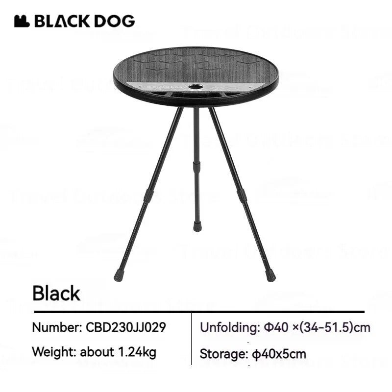 BLACKDOG TWILIGHT Portable Round Side Table Height Adjustable 3-Legged Stable Telescopic Tripod Structure 20kg Max Load Coffee Tea Folding PE Acrylic