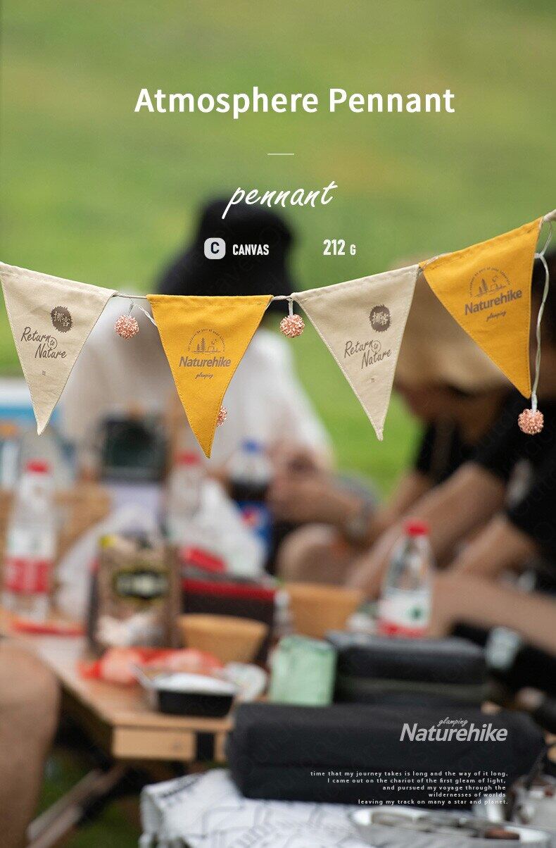 Naturehike Atmosphere Pennant Portable Ultralight 22 Flags 6 Meters Canvas Fabric Hanging Banner Camping Outdoor Festival Flag Decoration Design