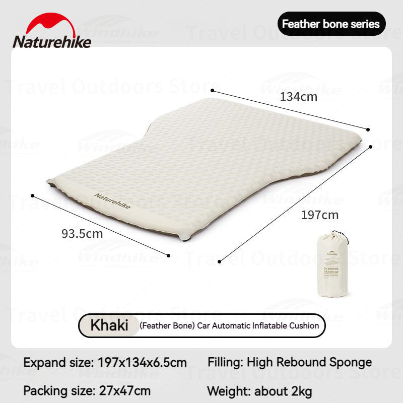 Naturehike FEATHER BONE Series Self-Inflating Car Camping Bed Automatic Inflatable Mattress Back Seat Car Sleeping Bed Single Travel Trunk Mat Sponge