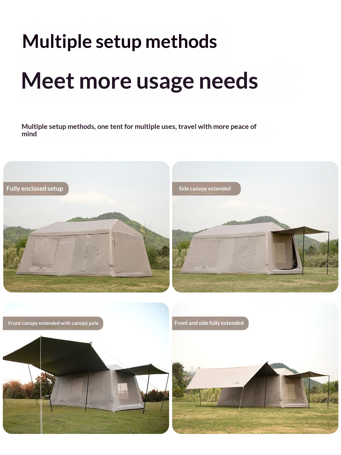 Mountainhiker RIDGE AIR 13 PLUS Inflatable Tent Cabin Style Fast Build 6-8 Persons 2 Bedroom Tent 13m² Large Interior Space Village Outdoor