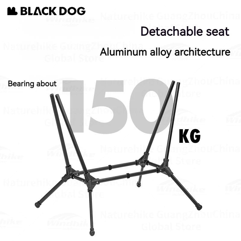BLACKDOG Folding Black Rocking Swing Chair with Pillow 160° Portable Adjustable Lying Leisure Recliner 150kg Max Load Camping Hiking Travel Chair