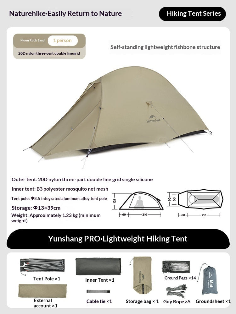 Naturehike Cloud Up Series 1 2 3 Person Portable Ultralight Outdoor Camping Hiking Waterproof 3 Season Camp Tent in 210T 20D Original Upgraded Version