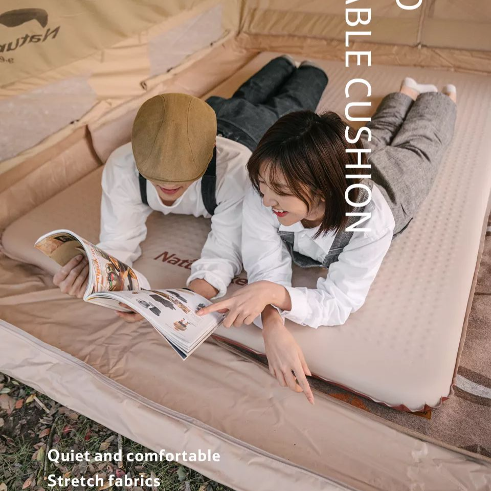 Naturehike 6CM Thick Foam Automatic Self Air Inflate Sleeping Mattress Camping Bed Pad Mat Elastic Folding Cushion Auto Inflated  Single Double