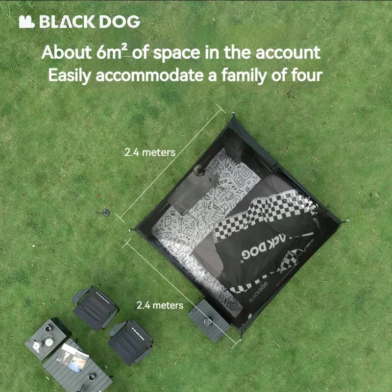 BLACKDOG Black Vinyl Automatic Tent 2 Doors 4 Windows 4 Person Tent Auto Pop Up Fast Setup Poles Waterproof Windproof Outdoor Tent PU Or Vinyl Coated Beige