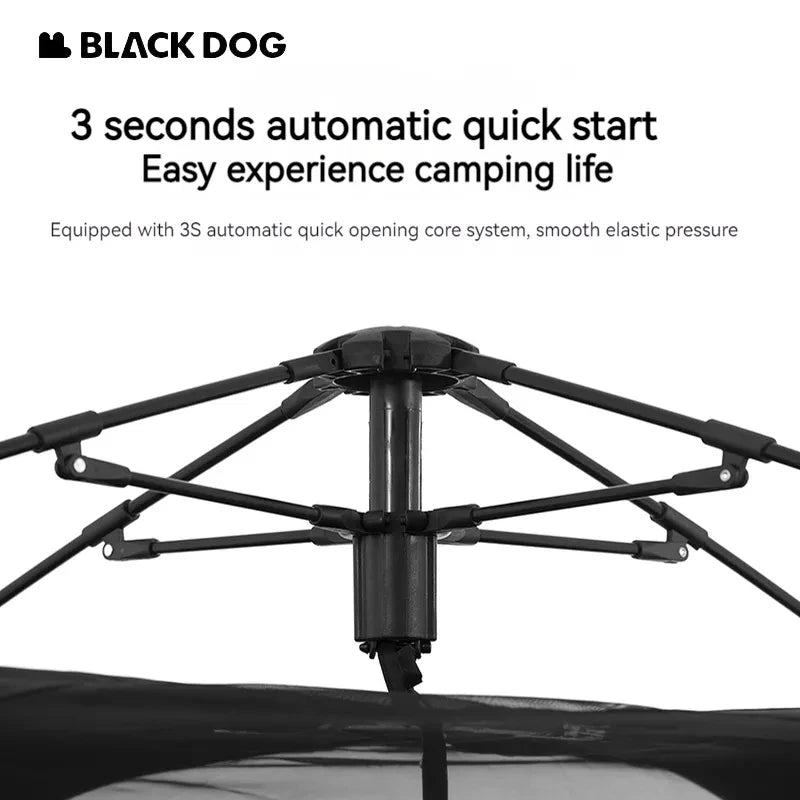 BLACKDOG Black Vinyl Automatic Tent 2 Doors 4 Windows 4 Person Tent Auto Pop Up Fast Setup Poles Waterproof Windproof Outdoor Tent PU Or Vinyl Coated Beige