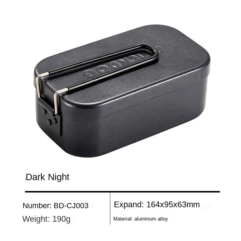 BLACKDOG Aluminum Alloy Lunch Meal Box Portable Ultralight Non Stick 800ml Lunch Box Folding Foldable Pot Cookware Tableware for 1 to 2 Person Cooking Camping Outdoor Picnic Beach Travel Heavy Duty Original Black Dog