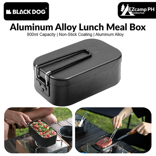 BLACKDOG Aluminum Alloy Lunch Meal Box Portable Ultralight Non Stick 800ml Lunch Box Folding Foldable Pot Cookware Tableware for 1 to 2 Person Cooking Camping Outdoor Picnic Beach Travel Heavy Duty Original Black Dog