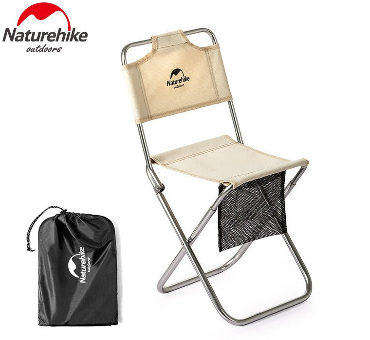 Naturehike Folding Mini Camping Chair Portable Ultralight Foldable Fishing Chair 80KG Max Load Aluminum Alloy Stool Backrest Leisure Outdoor Hiking Camping Picnic Travel Heavy Duty Original Nature Hike