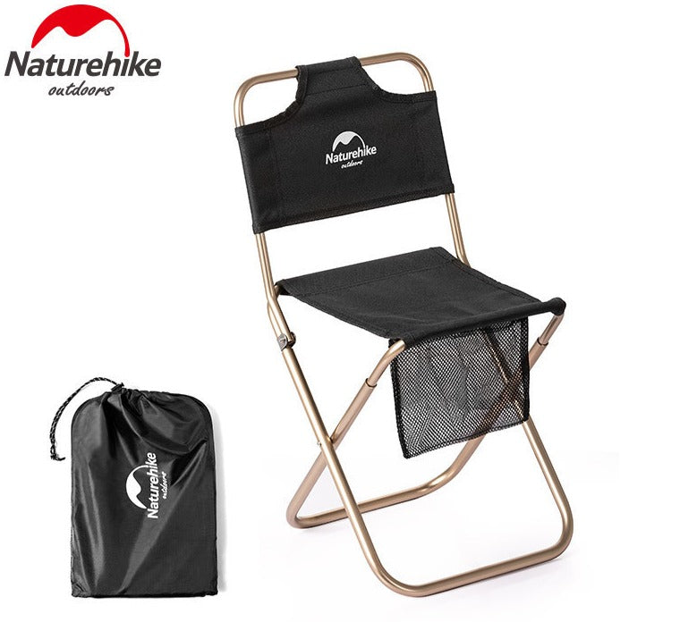 Naturehike Folding Mini Camping Chair Portable Ultralight Foldable Fishing Chair 80KG Max Load Aluminum Alloy Stool Backrest Leisure Outdoor Hiking Camping Picnic Travel Heavy Duty Original Nature Hike