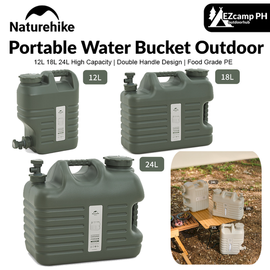 Naturehike Portable Water Bucket Outdoor PE Food Grade Plastic Liquid Bottle Container With Faucet Drinking Water Storage Tank Camping Hiking Beach Picnic Travel