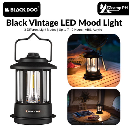 BLACKDOG Black Vintage LED Mood Light Outdoor Portable Lightweight Multipurpose Camping Retro Lantern Atmosphere Ambient Lighting Lamp Light USB