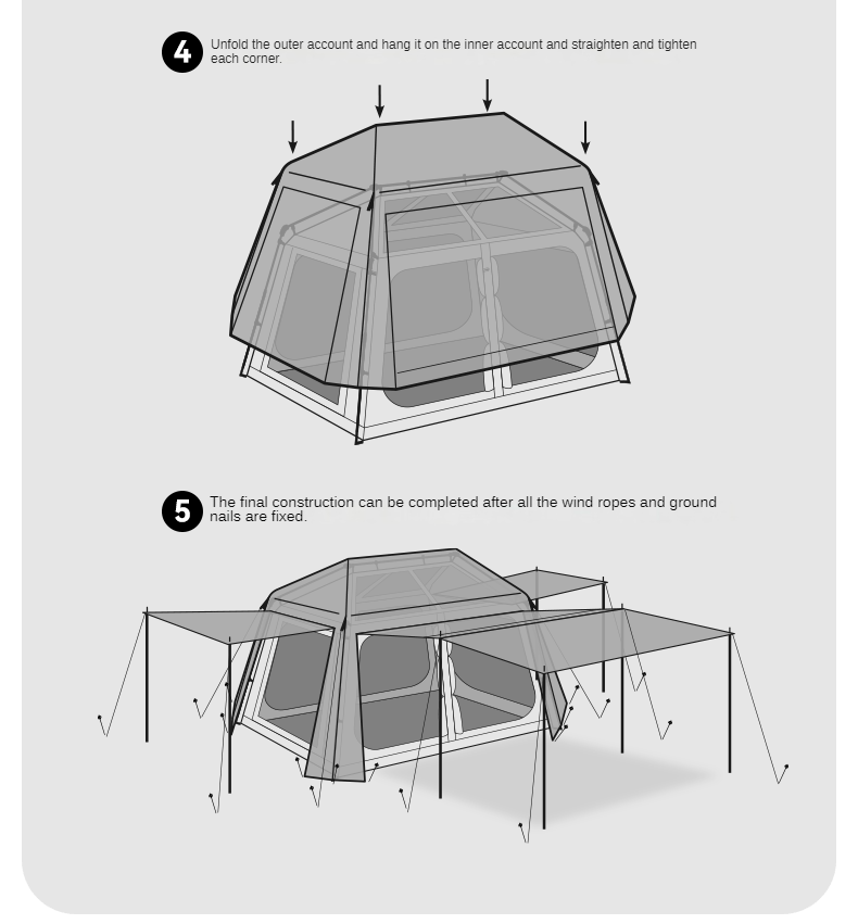 BLACKDOG STAR 5.9 Black Automatic Cabin Tent 1 Bedroom 4 Awning Canopy Halls Fast Build Tent For 3-4 Persons Large Up To 27m² Usable Area Vinyl Coated