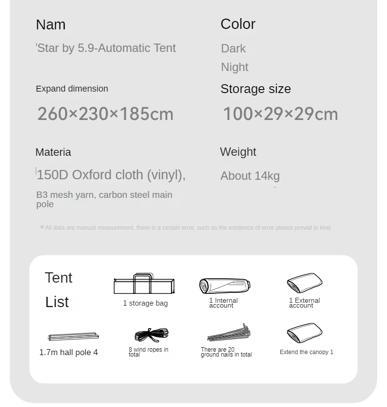BLACKDOG STAR 5.9 Black Automatic Cabin Tent 1 Bedroom 4 Awning Canopy Halls Fast Build Tent For 3-4 Persons Large Up To 27m² Usable Area Vinyl Coated