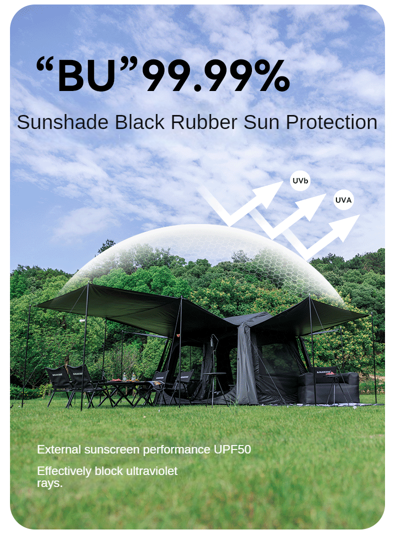 BLACKDOG STAR 5.9 Black Automatic Cabin Tent 1 Bedroom 4 Awning Canopy Halls Fast Build Tent For 3-4 Persons Large Up To 27m² Usable Area Vinyl Coated