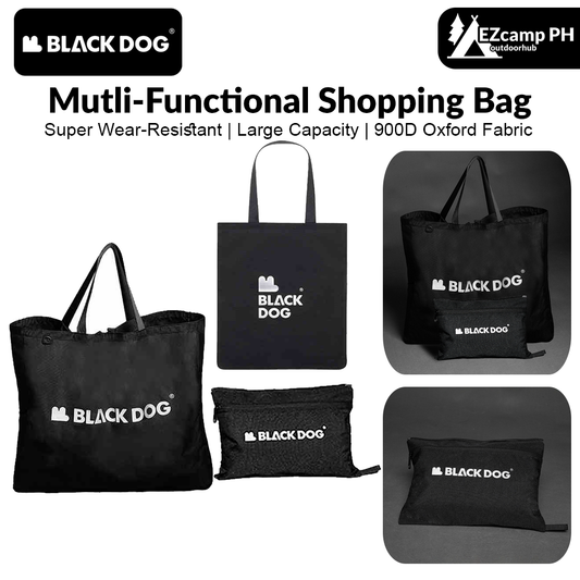 BLACKDOG Black Mutli-Functional Shopping Bag Portable Ultralight Storage Tote Bag Strong Durable Wear Resistant Carrying Bag Eco Bag With Zipper