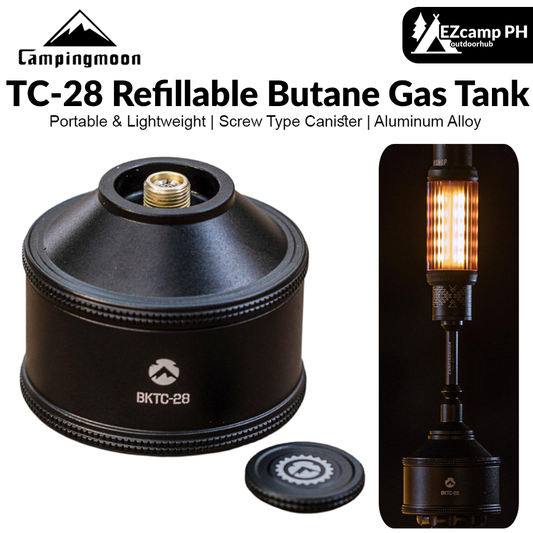 CAMPINGMOON BKTC-28 Refillable Butane Gas Tank Canister 35g Camping Screw Type Portable Stove Torch Lamp Threaded EN417 Lindal Valve Fuel Aluminum Alloy