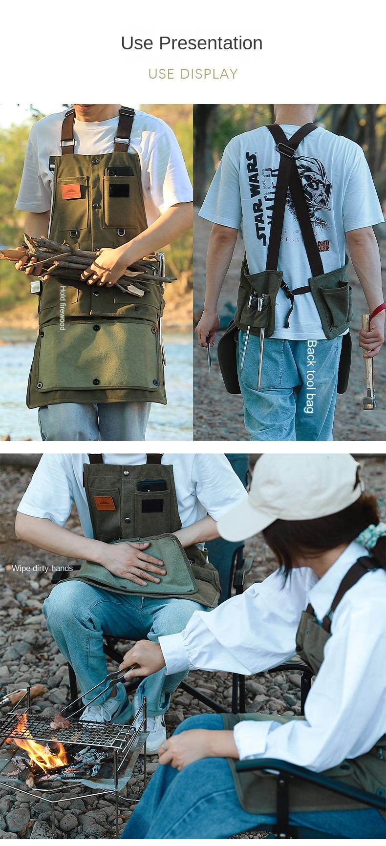 Campingmoon Q1 Outdoor Camping Vest Portable Multifunctional Detachable Apron With Pockets Work Clothes Overalls Tools Equipment Storage Canvas