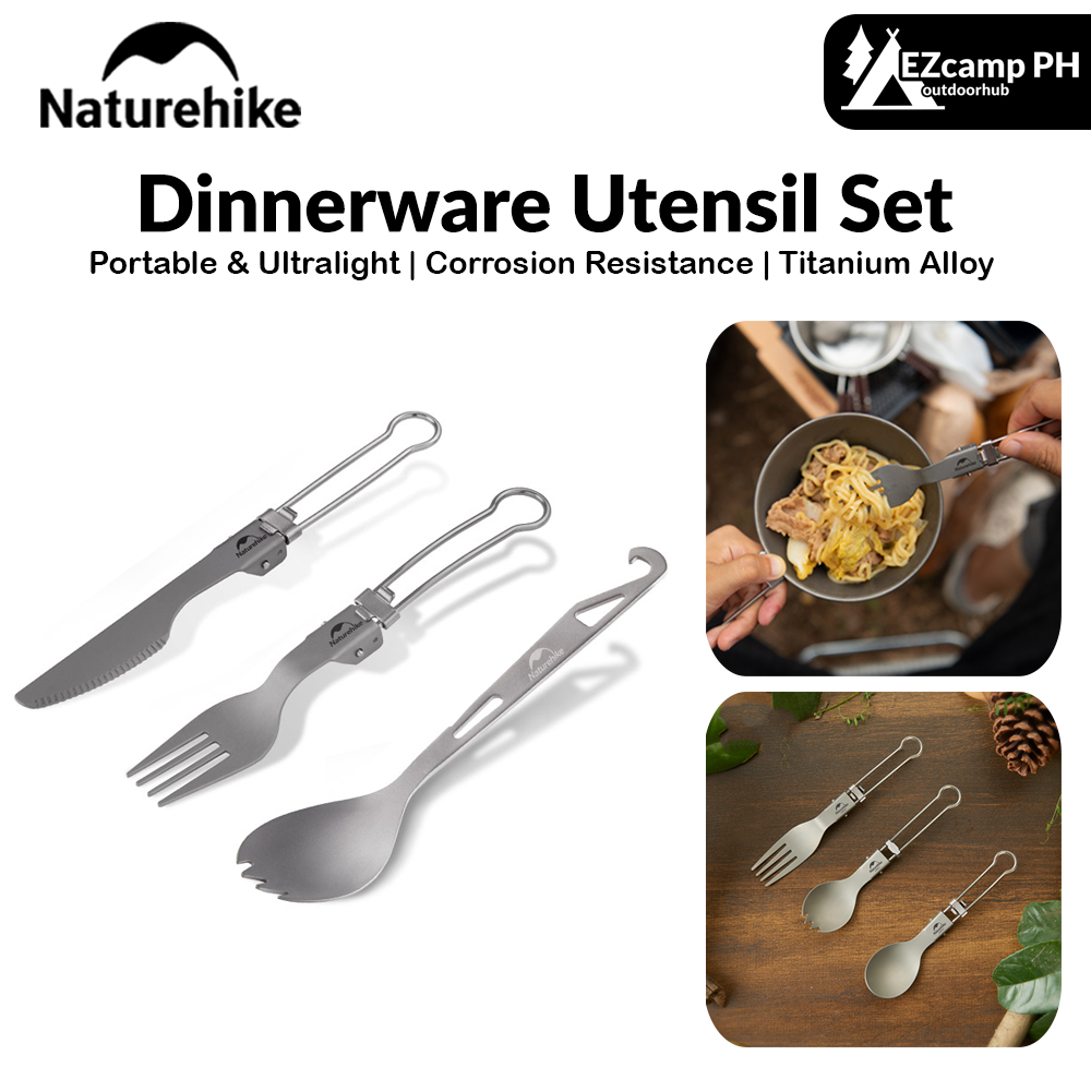 Naturehike Dinnerware Utensil Set Portable Ultralight Multifunctional Tableware Folding Fork Spoon Chopsticks Knife Spork Pure Titanium Outdoor
