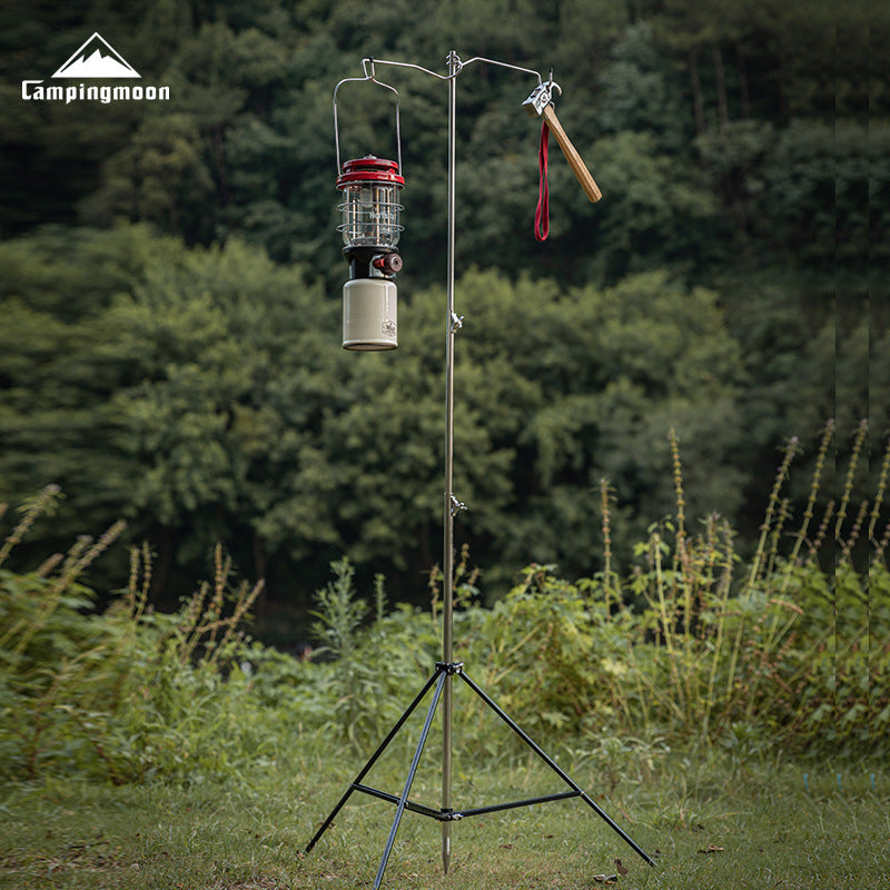 CAMPINGMOON D-240 / D-243 Stainless Steel Dual Lamp Post Camping Lantern Light Pole Adjustable Height 15kg Max Load Original with Optional Tripod