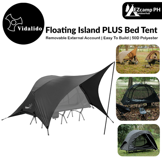 Vidalido Floating Island PLUS Bed Tent Double Layer Off The Ground Single Cot Bed Tent For 1 Person Waterproof Mosquito Repellent Field Folding Bed
