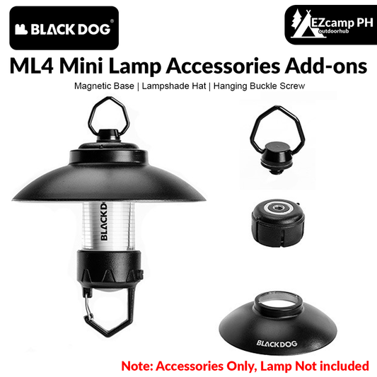 BLACKDOG Black ML4 Mini Lamp Lantern Accessories Add-ons Light Shade Hat Magnetic Base Hanging Hang Buckle Screw Camping Lighting Lampshade Original Black Dog