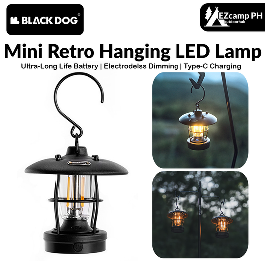 BLACKDOG Mini Retro Style LED Camping Lantern Lamp Light Black White Ambient Lighting up to 40h IPX4 Waterproof USB Type C Charging