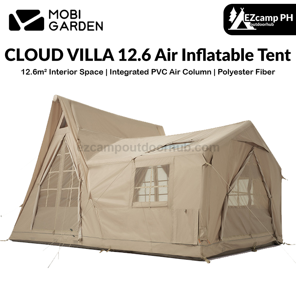 Mobi Garden CLOUD VILLA 12.6 Air Inflatable Tent Luxury Glamping Large 12.6m² PVC Air Poles 1 Bedroom 1 Living room for 6-8 Persons Waterproof