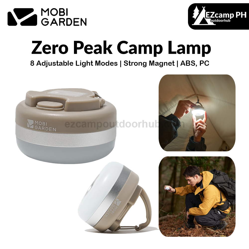 MOBI GARDEN Zero Peak Camp Lamp 8 Adjustable Light Modes Mini Lamp Magnetic Suction Waterproof Lantern Emergency Light With Hook Outdoor USB or Battery Type