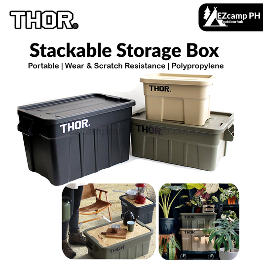 THOR ® Premium MINI 1L and LIMO 2.5L | 5L | 22L | 53L | 75L Stackable Storage Box with Lid Outdoor Rugged Plastic Boxes Wood Tabletop Stand Bracket