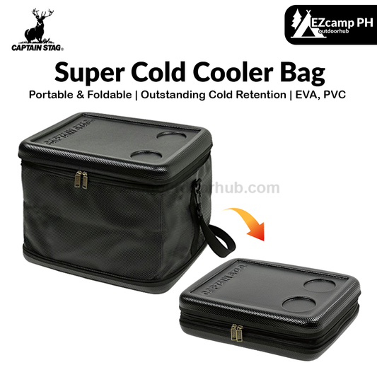 CAPTAIN STAG Super Cold Cooler Bag Portable Foldable 12L 25L 43L Black Ice Food Drinks Hot Cold Insulated Storage Collapsible Container Box