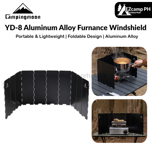 Campingmoon Aluminum Alloy Furnance Windshield Portable Lightweight Black Foldable Stove Head Stove Wind Shutter Wind Deflector Windproof Cover Camping