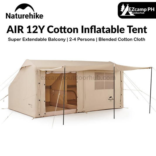 Naturehike AIR Series 12Y Cotton Inflatable Tent Air Inflatable Tent 12㎡ One Bedroom Living Room and Balcony PVC Air Pole Waterproof Tent for 2-4 Persons