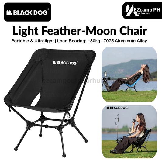 BLACKDOG Light Feather Moon Chair Portable Folding Chair Bearing 130kg Aluminum Alloy Camping Hiking Outdoor Director Ultra Light Chair with Foot Cover