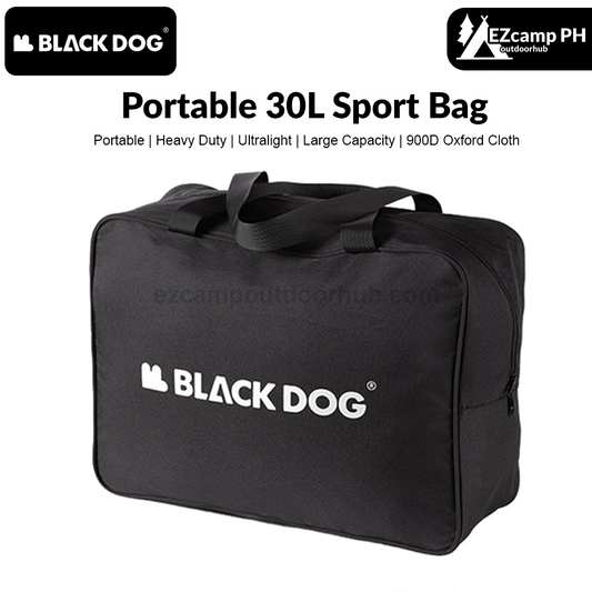 BLACKDOG Portable 30L Sports Bag Leisure Storage Bag Ultralight Tourism Handbag Waterproof Bag Outdoor Travel Camping Luggage Handheld Bag Black Dog
