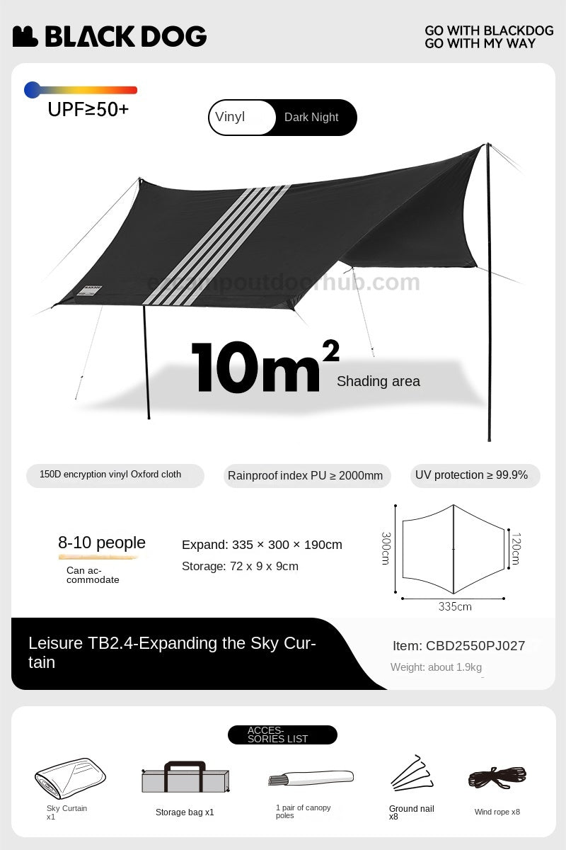 Blackdog Leisure TB2.4 Automatic Tent Portable 2-4 Persons Sunshade Black Coating Panorama Screen Window 150D Oxford Cloth Glass Fiber Waterproof Tent