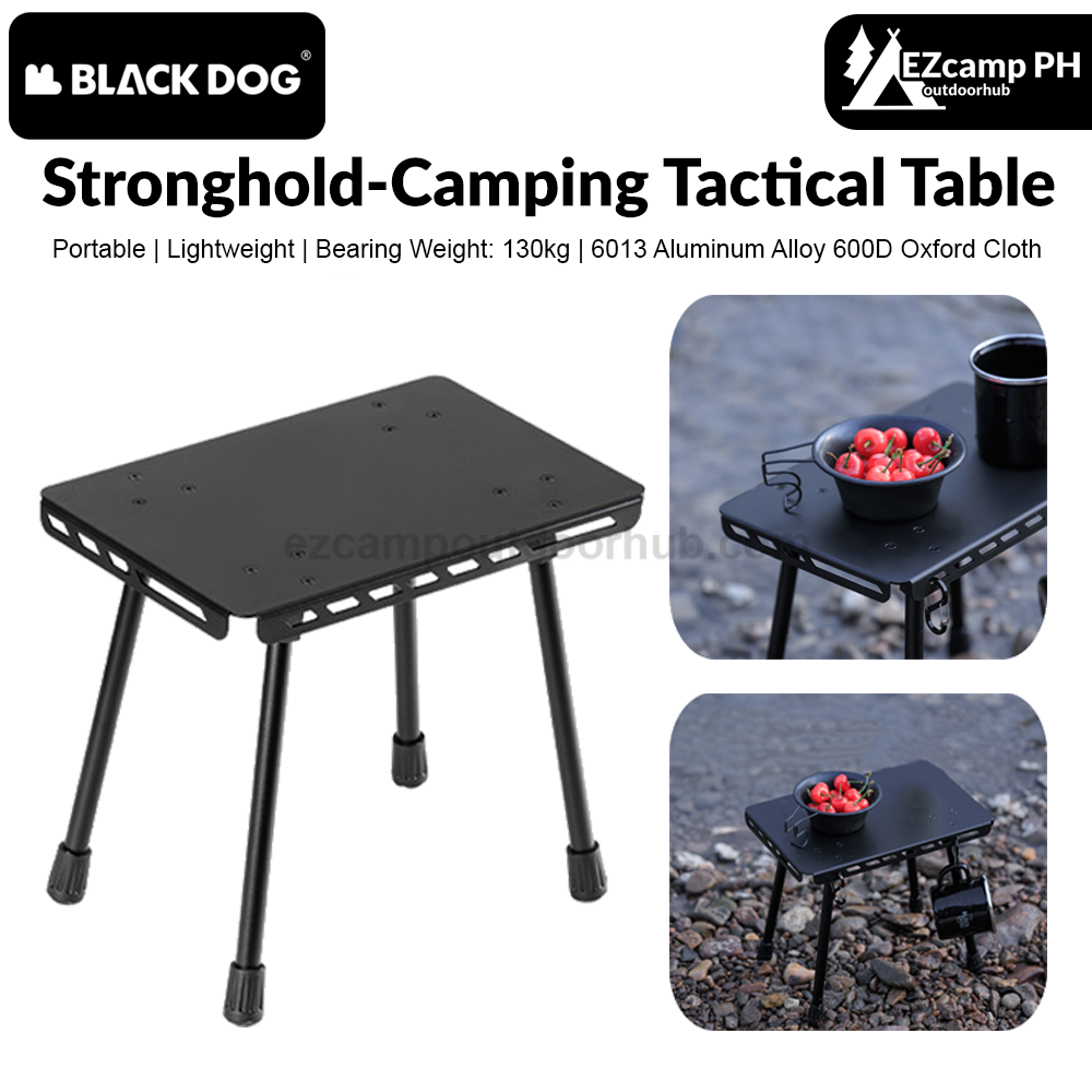 BLACKDOG Stronghold-Camping Tactical Table Stool Ultralight 2-in-1 Tactical Folding Table for Camping Hiking Travel Outdoor Picnic Fishing Compact Chair Small Stool Portable Horse Strap Aluminum Alloy Folding Desk Heavy Duty Original Black Dog