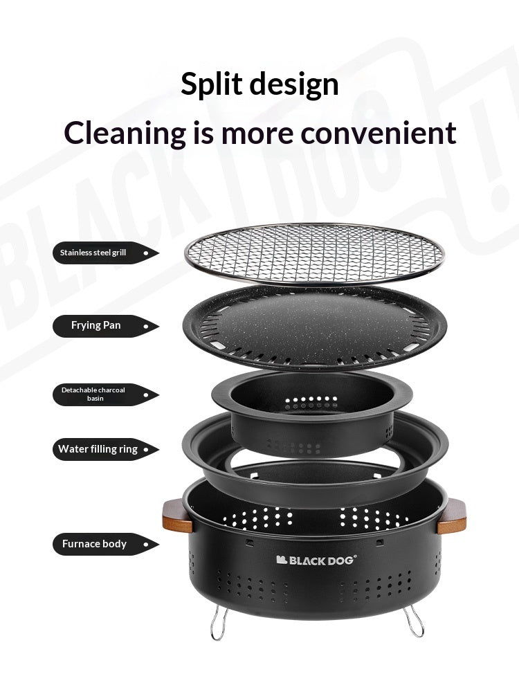 BLACKDOG Black Charcoal BBQ Table Grill Portable Multifunctional Tabletop Mini Desktop Burner Stove Cooking With Storage Bag Outdoor Camping Black Dog