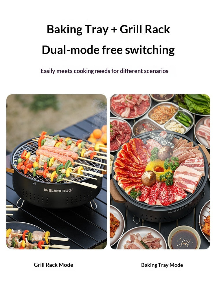 BLACKDOG Black Charcoal BBQ Table Grill Portable Multifunctional Tabletop Mini Desktop Burner Stove Cooking With Storage Bag Outdoor Camping Black Dog