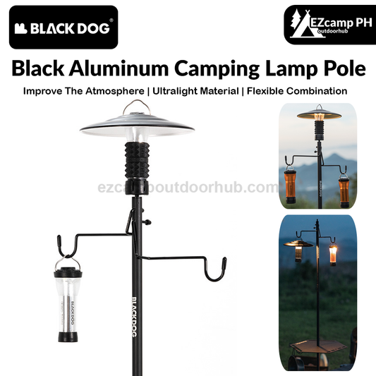 BLACKDOG by Naturehike Black Aluminum Lamp Post Portable Outdoor Camping 4 Section Light Pole Optional Hexagon Tray Ultralight Lantern Holder Bracket
